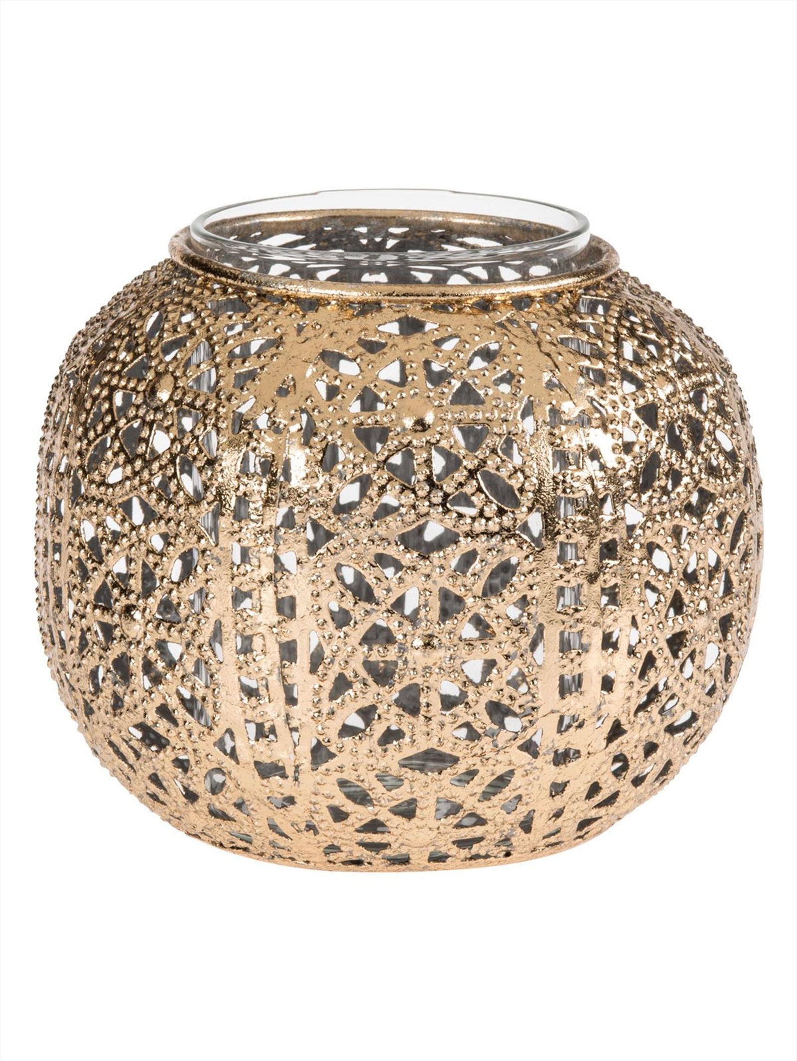Ajur Metal Tealight Mumluk L Gold