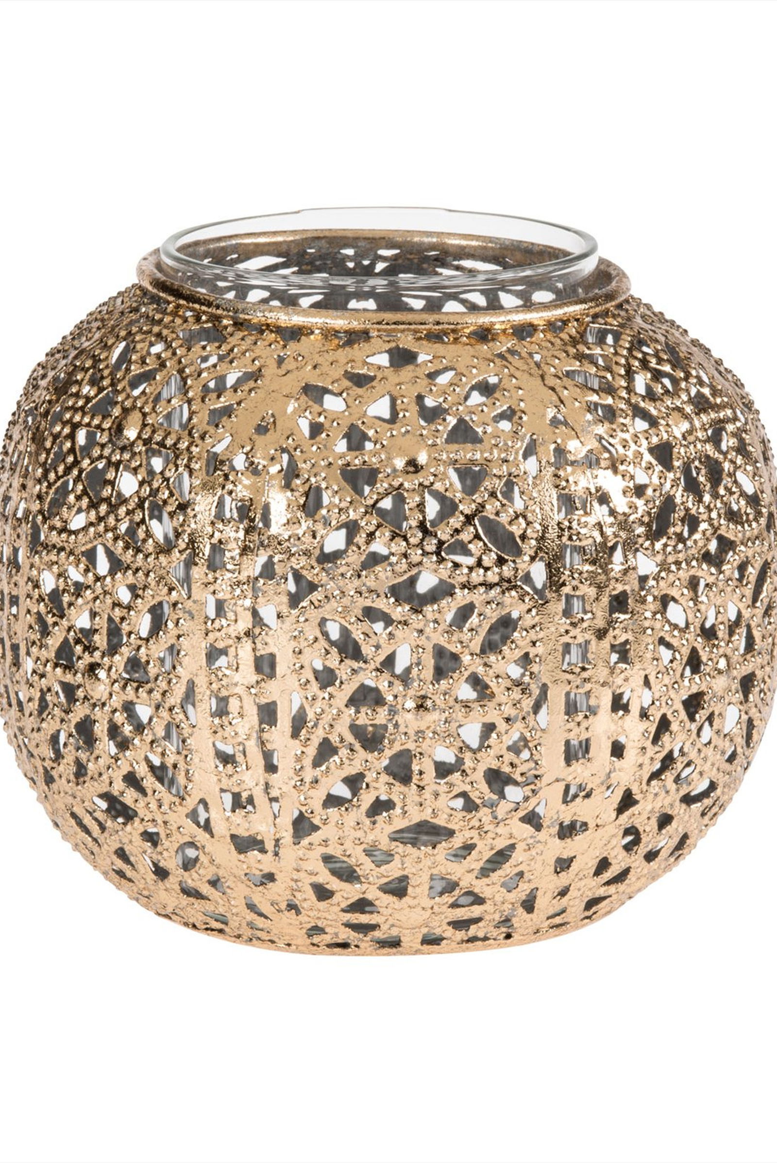 Ajur Metal Tealight Mumluk L Gold