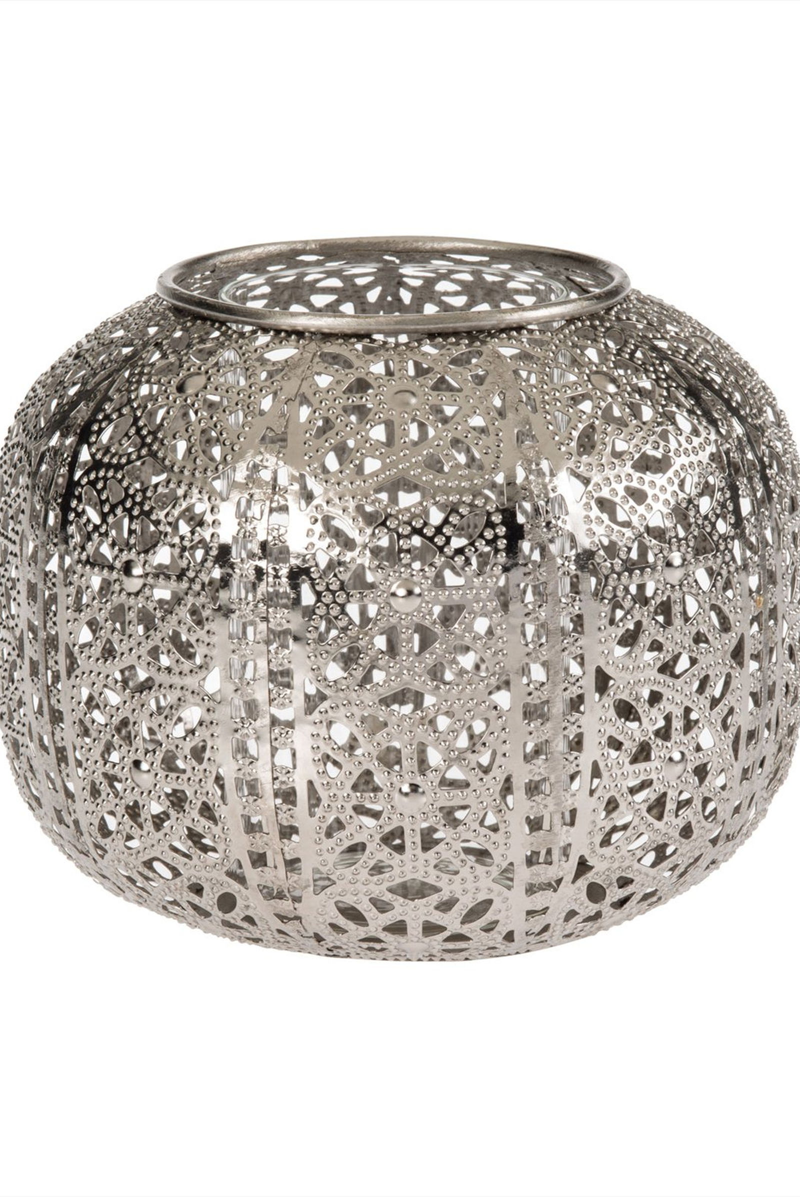 Silver Ajur Metal Tealight Mumluk L