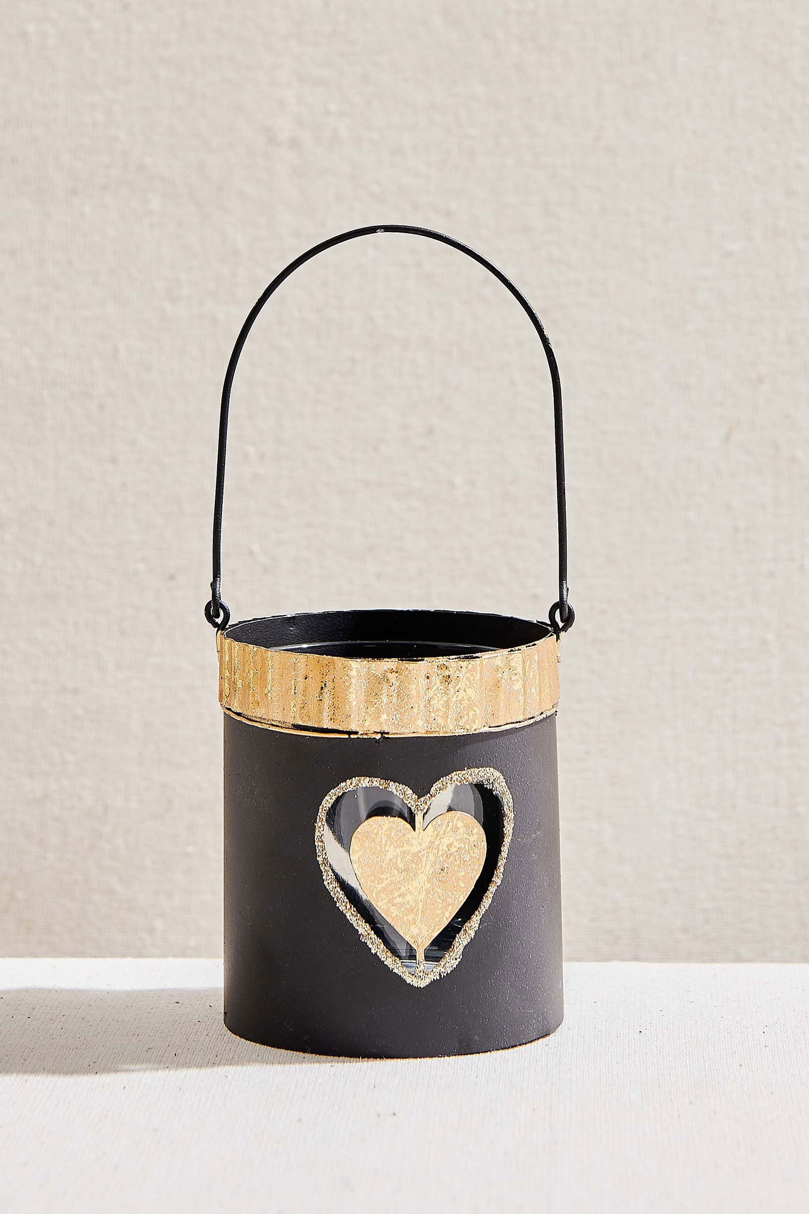 Kalp Askılı Tealight Mumluk Siyah