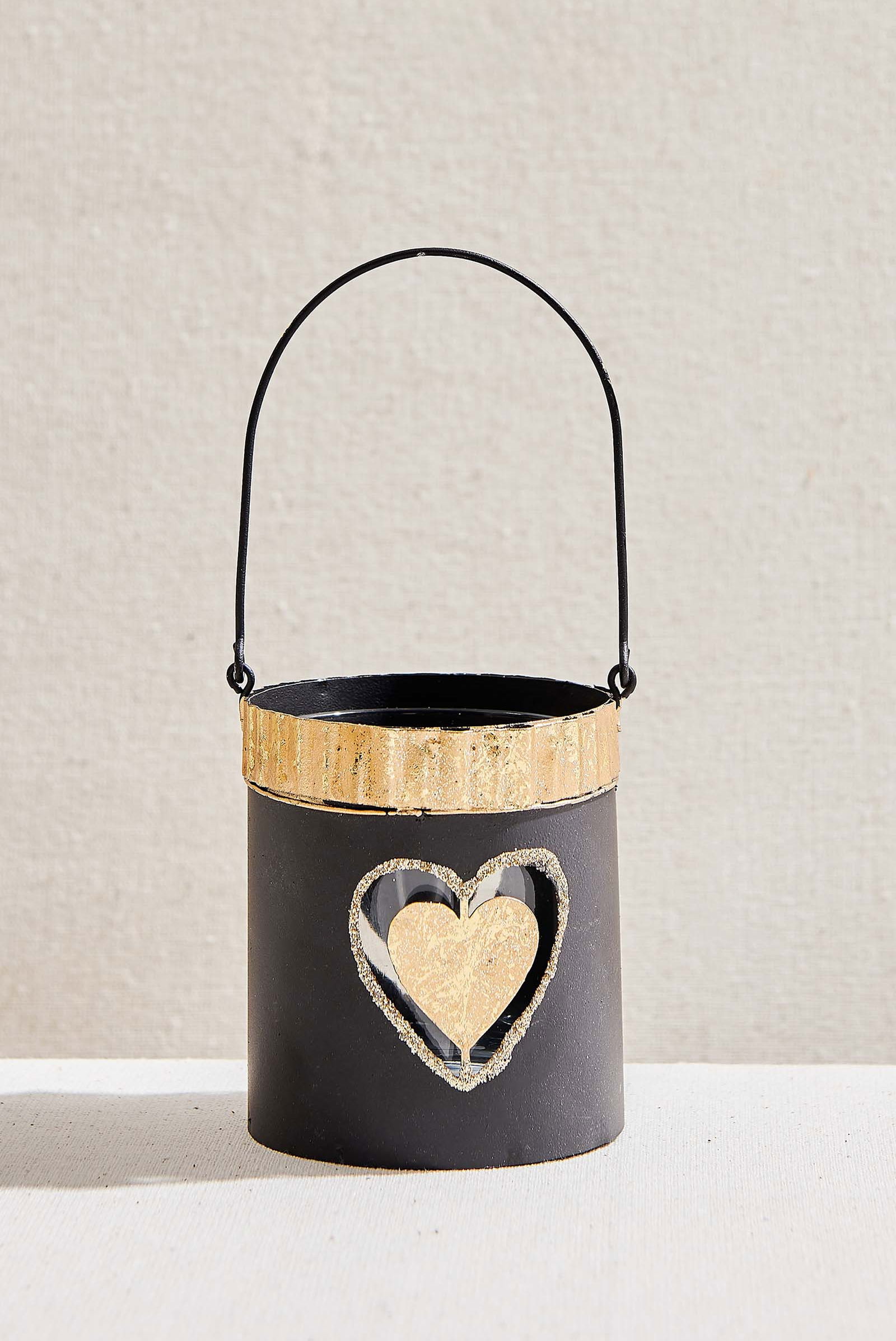 Kalp Askılı Tealight Mumluk Siyah