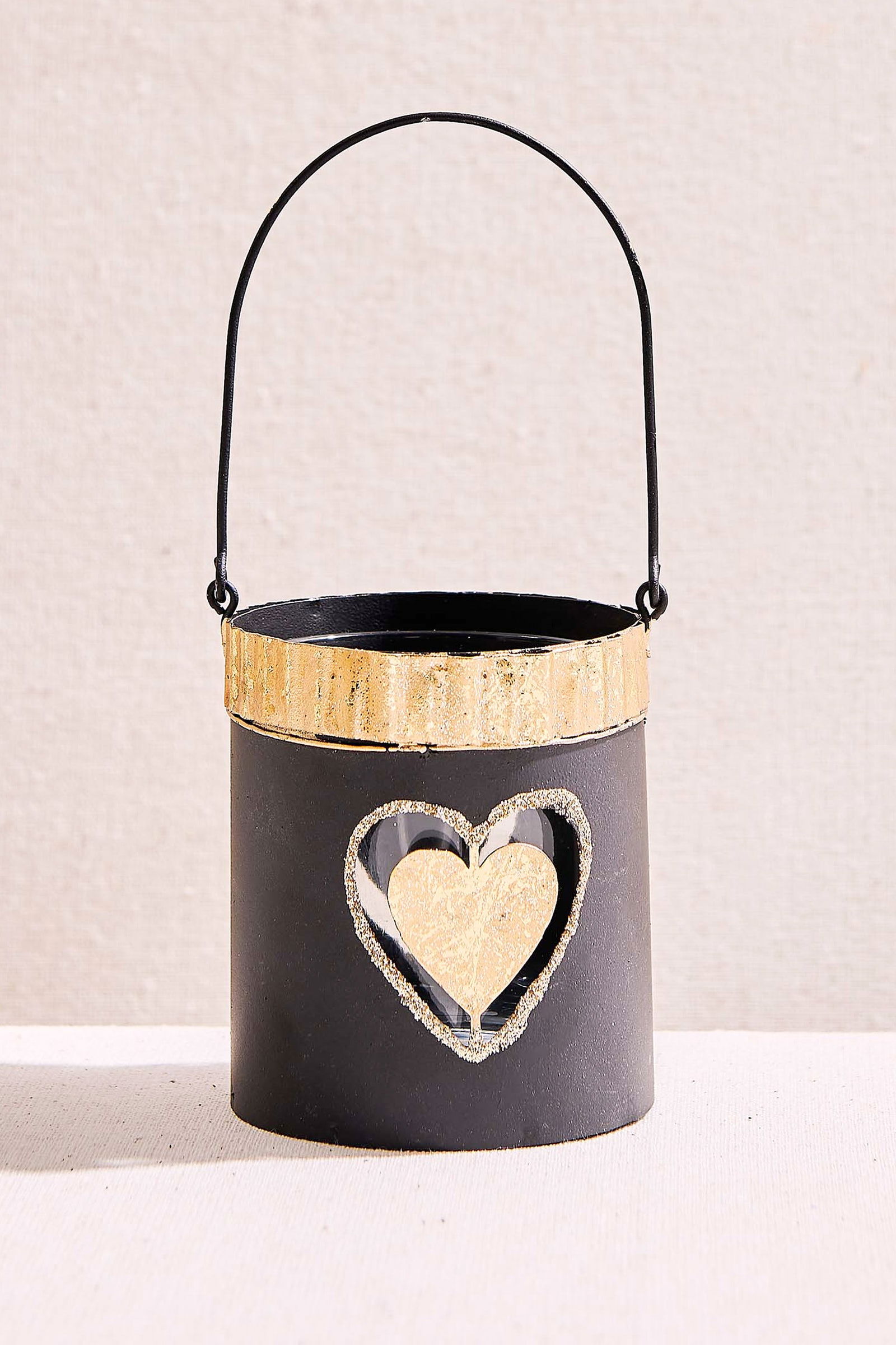 Kalp Askılı Tealight Mumluk Siyah