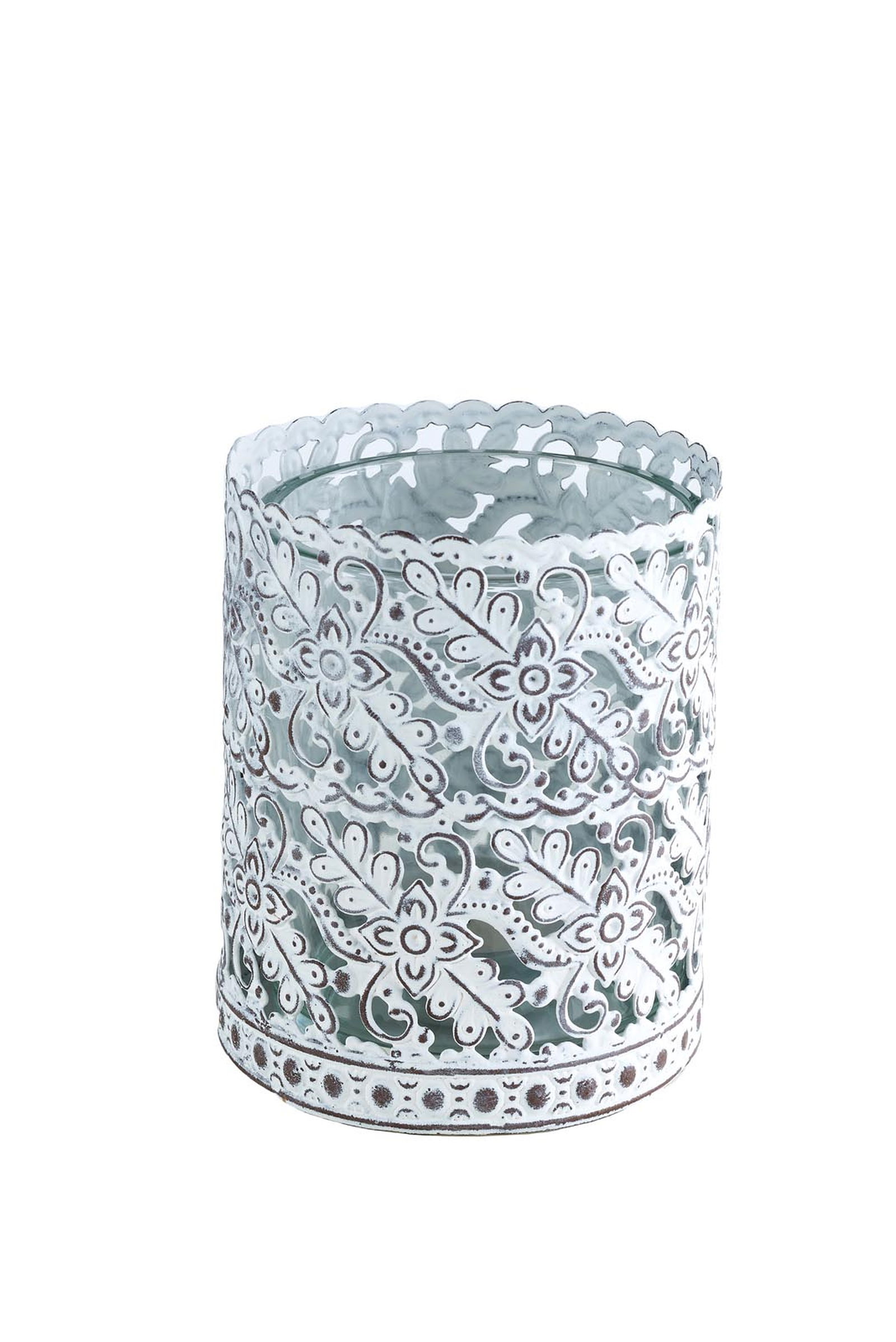 Blossom Metal Tealight Mumluk Beyaz