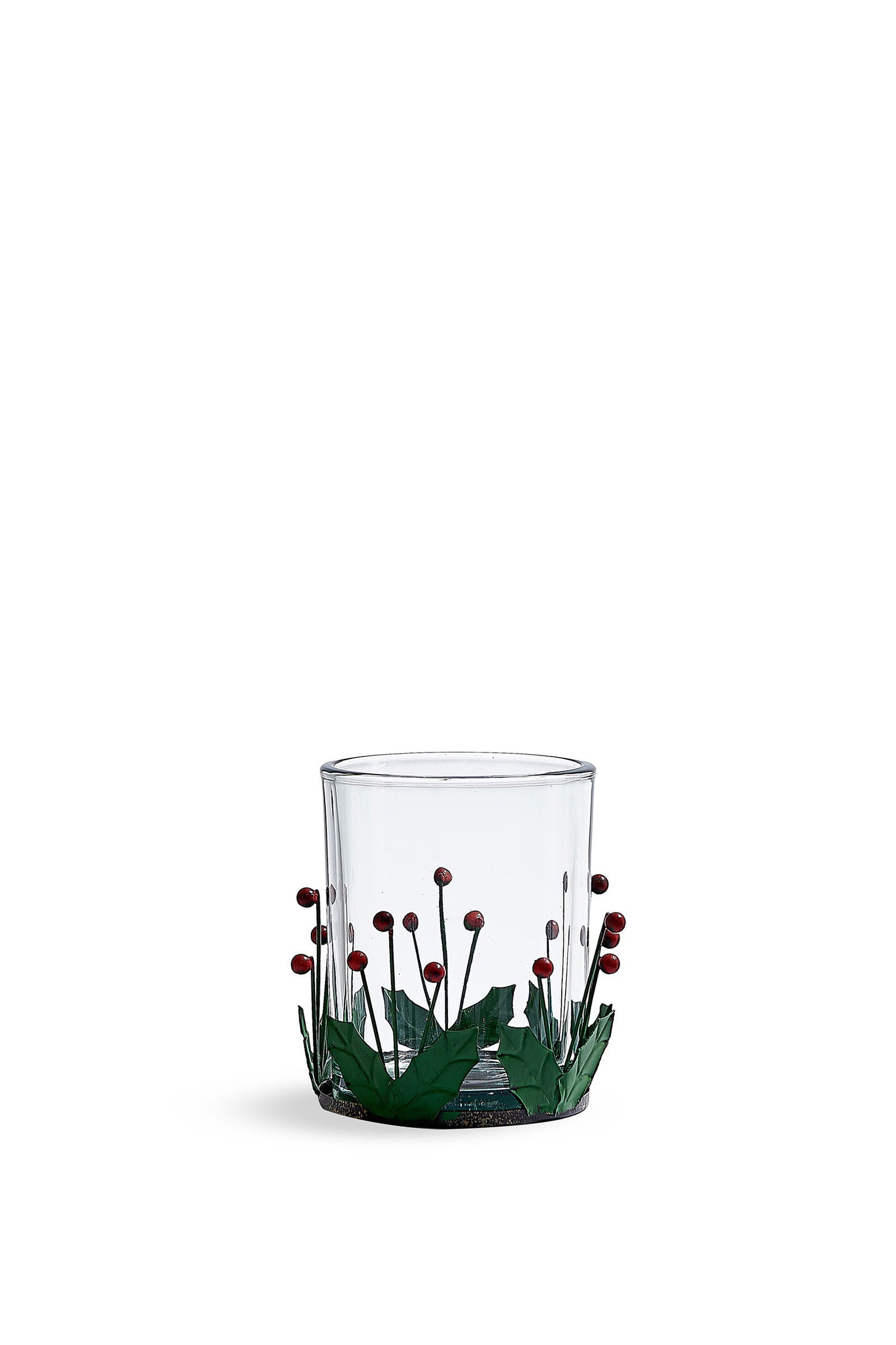 Berry Metal Tealight Mumluk Kırmızı Yeşil