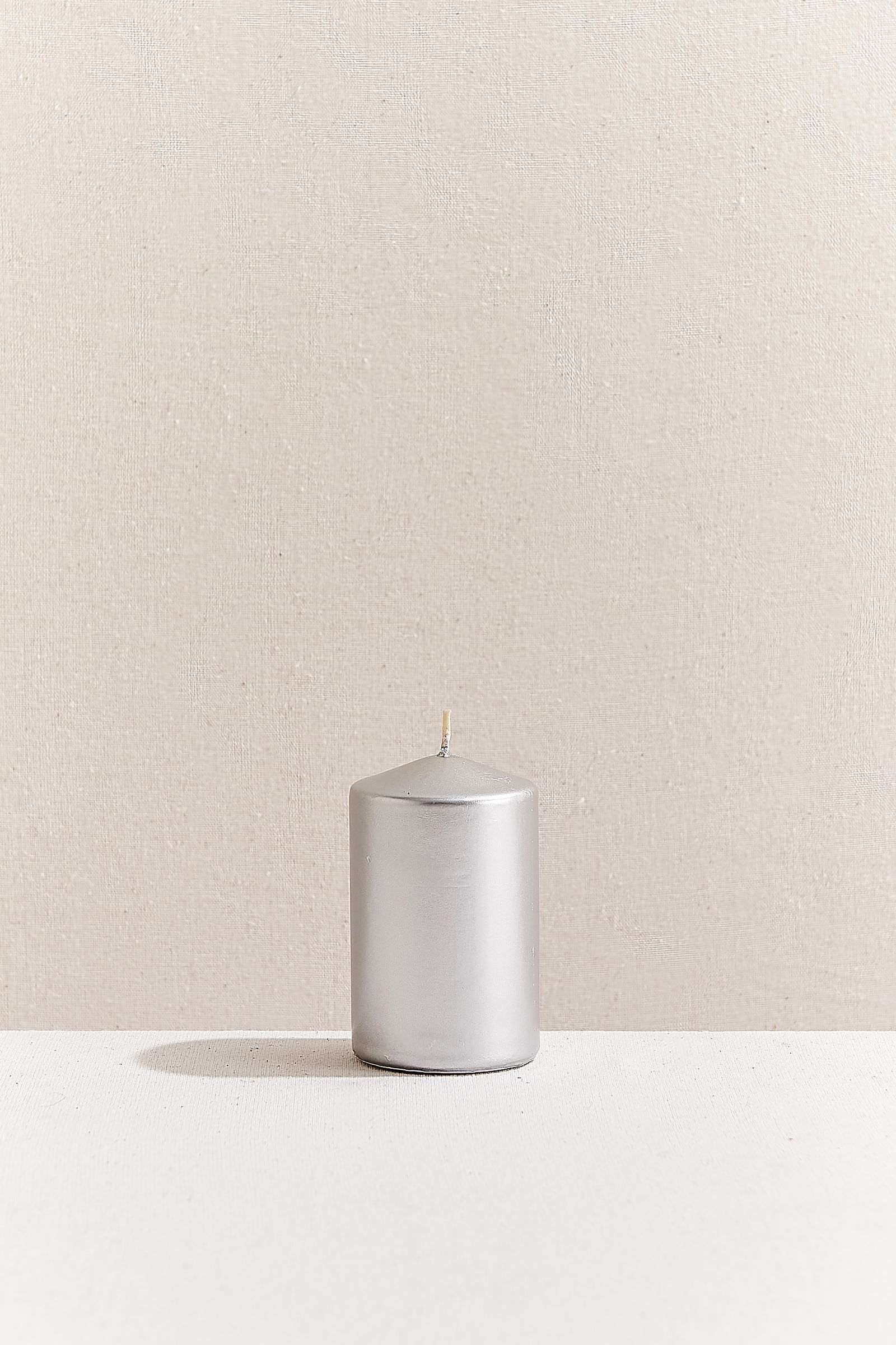 Silver Silindir Mum 110x68 mm
