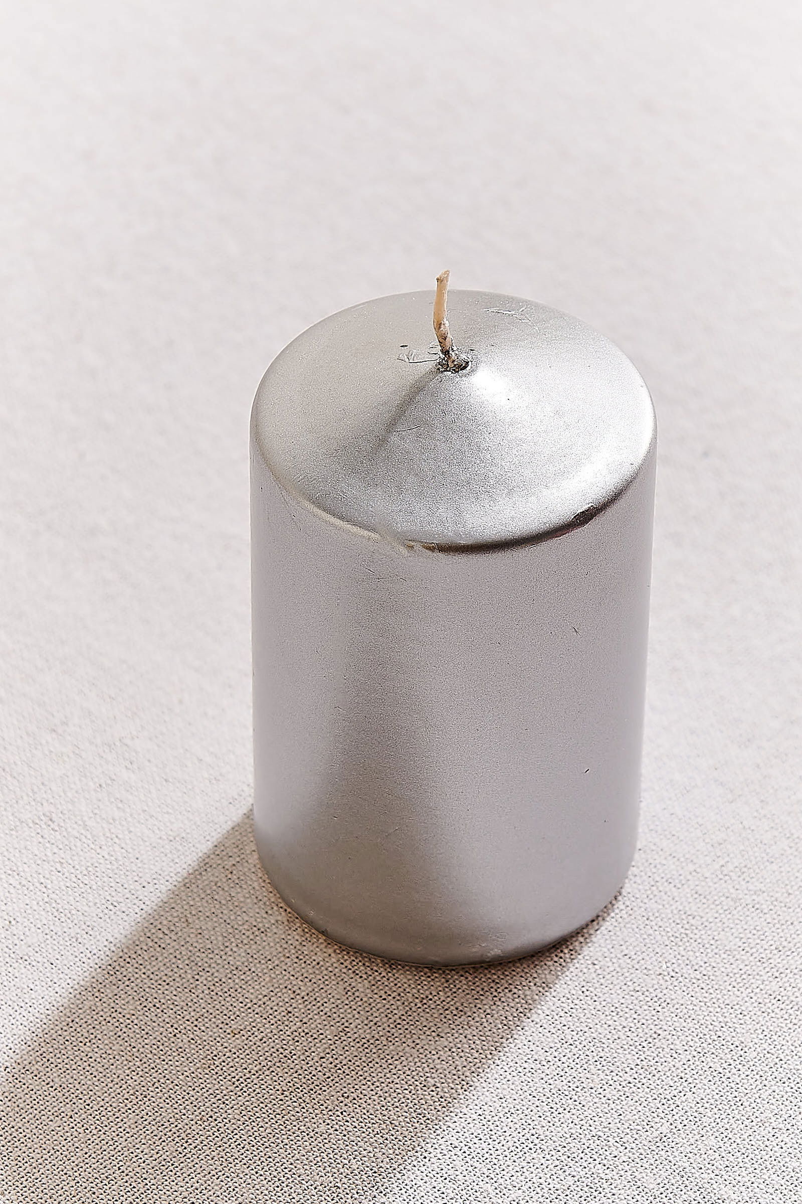 Silver Silindir Mum 110x68 mm