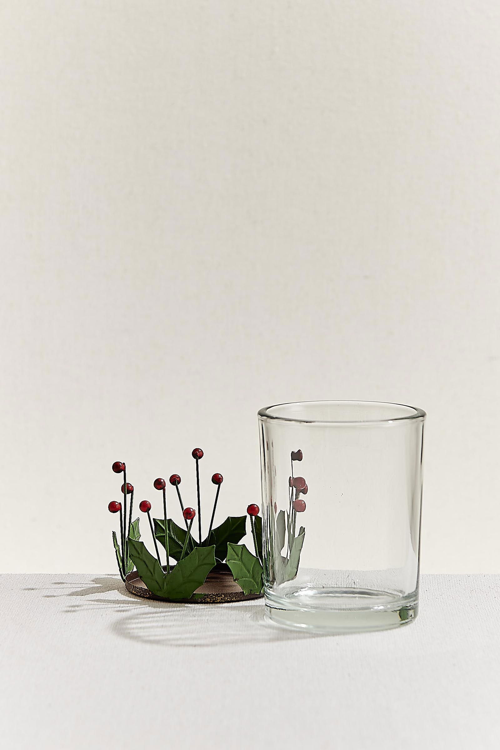 Berry Metal Tealight Mumluk Kırmızı Yeşil