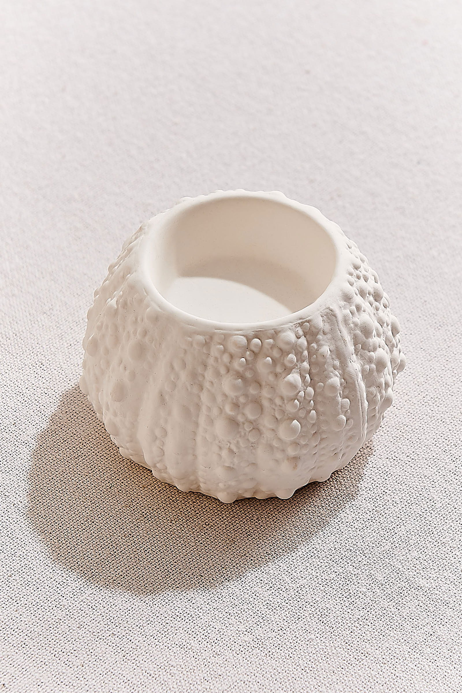 Deniz Kestanesı Porselen Tealight Mumluk Beyaz